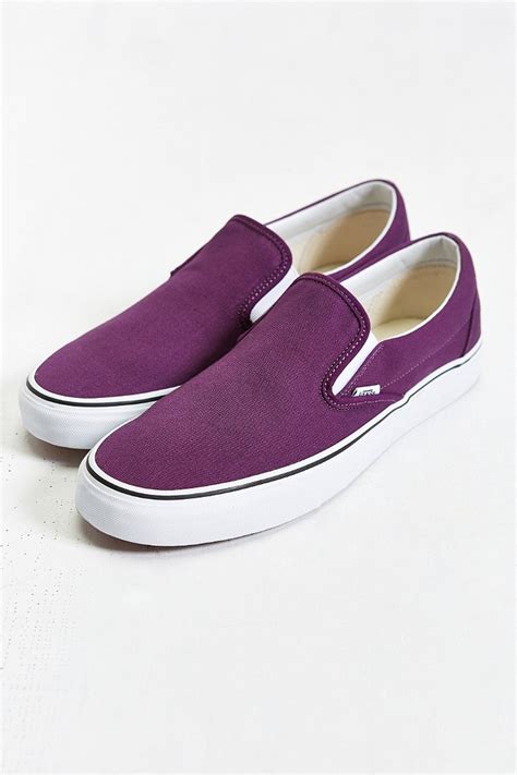 men's purple slip on shoes.